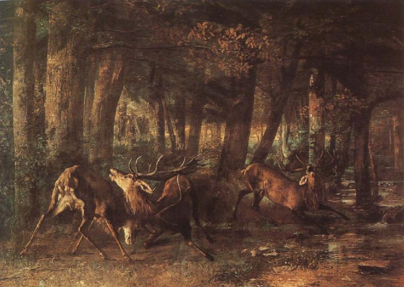 Gustave Courbet The War between deer Spain oil painting art